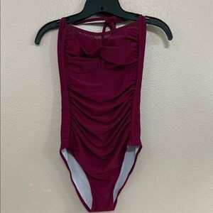 NWT Aqua Eve One Piece Tummy Control Ruched Twist Front Swimsuit Bathing Suit